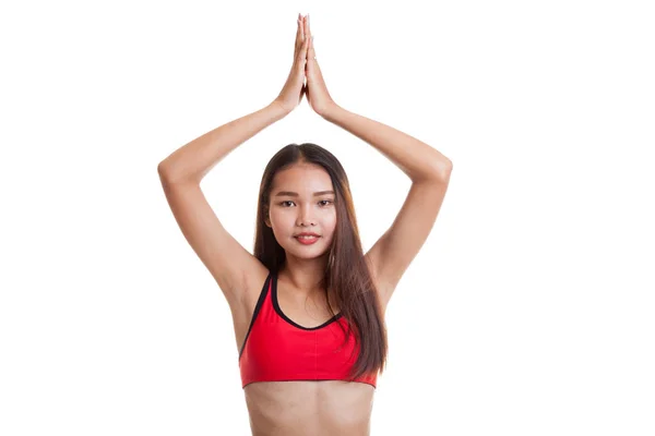 Schön asiatisch gesund mädchen tun yoga pose. — Stockfoto