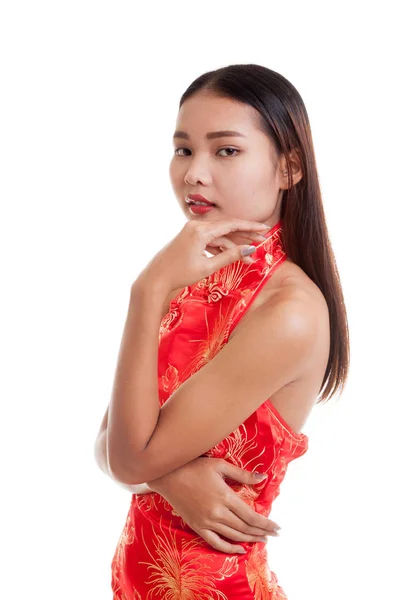 Asian girl in chinese cheongsam dress. — Stock Photo, Image