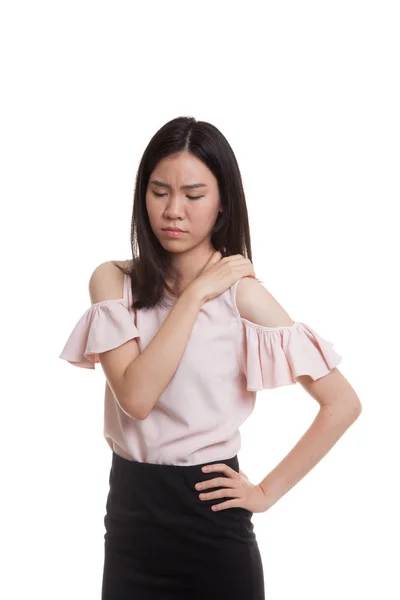 Young Asian business woman got back pain. — Stock Photo, Image