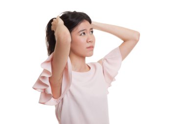 Stresli genç Asyalı işkadını çığlık.