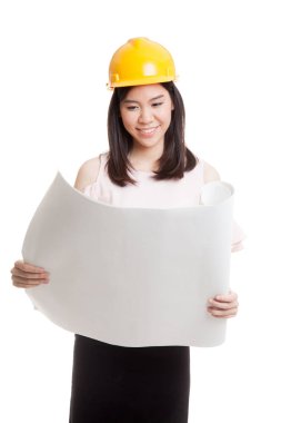 Asya mühendisi kadın planları ile.