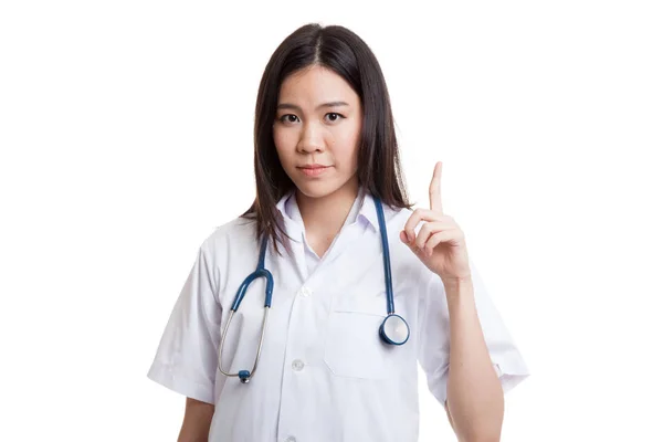 Asiático joven mujer médico punto hasta . — Foto de Stock