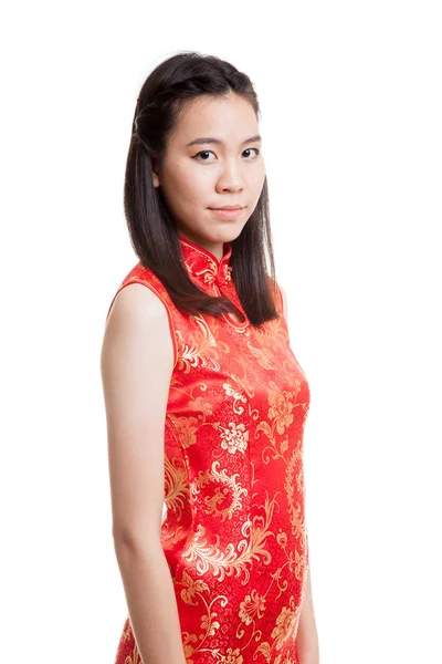 Ασιατικό κορίτσι στην κινεζική cheongsam φόρεμα. — Φωτογραφία Αρχείου