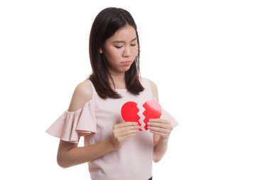 Güzel genç Asyalı kadın ile kırık kalp.