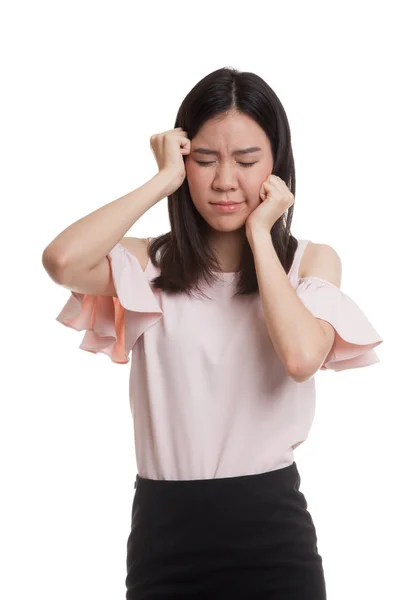 Young Asian business woman got sick and  headache. — Stock Photo, Image