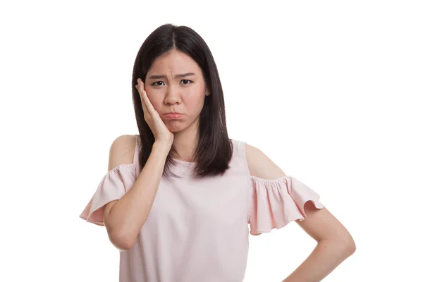 Young Asian business woman got toothache. — Stock Photo, Image