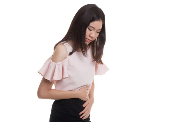 Joven asiática mujer got stomachache . — Foto de Stock