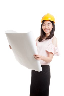 Asya mühendisi kadın planları ile.