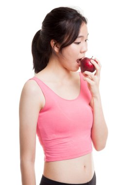 Güzel Asyalı sağlıklı kız apple ile.