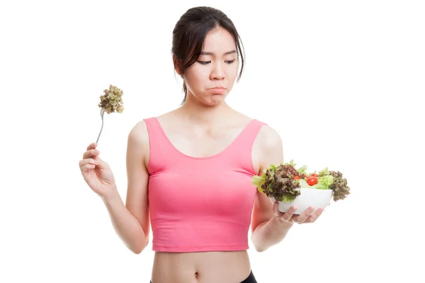 Нещасна здорового підлітка пару користується з'їсти салат. — стокове фото
