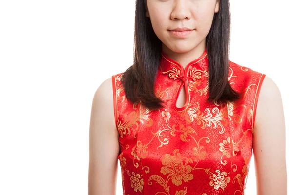 Nahaufnahme von asiatischen Mädchen in chinesischem Cheongsam-Kleid. — Stockfoto