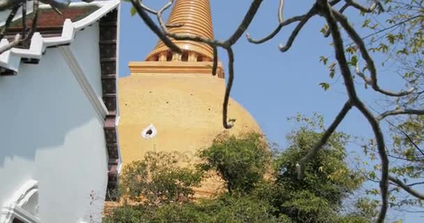 Big Buddhist pagoda in a temple — Stock Video