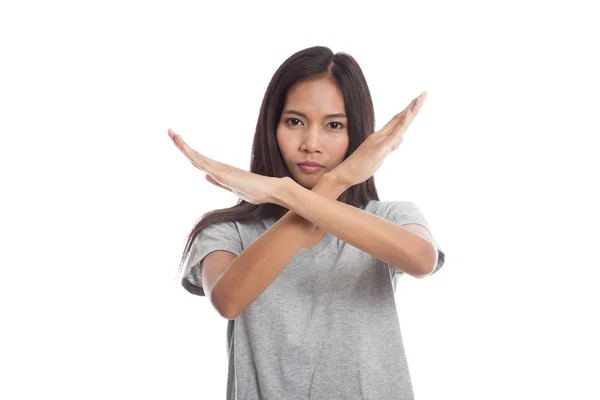 Mooi jong aziatisch vrouw zeggen nee. — Stockfoto