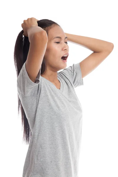 Stressé jeune femme d'affaires asiatique crier . — Photo