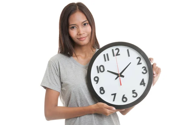 Joven asiático mujer con un reloj. —  Fotos de Stock