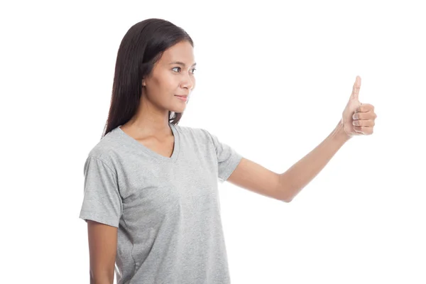 Asian woman thumbs up  and smile. — Stock Photo, Image