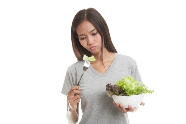 Mujer asiática odio ensalada . — Foto de Stock