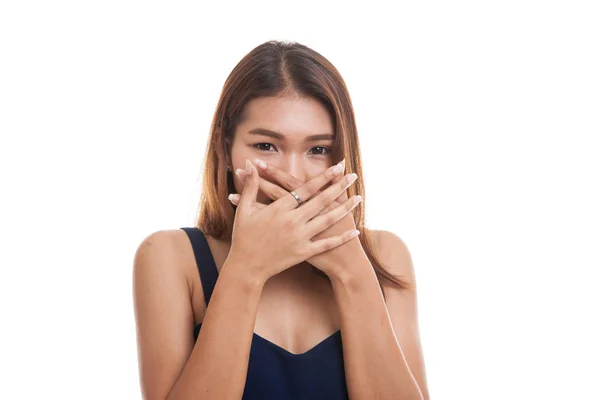 Hermosa joven asiática mujer cerrar su boca . — Foto de Stock