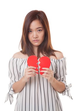 Güzel genç Asyalı kadın ile kırık kalp.