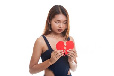 Güzel genç Asyalı kadın ile kırık kalp.