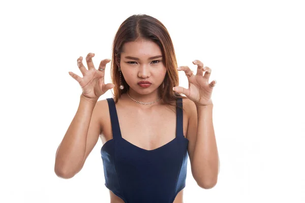 Jovem mulher asiática com mãos assustadoras gesto . — Fotografia de Stock