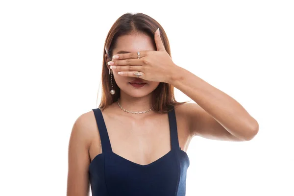 Young Asian woman close her eyes with hand. — Stock Photo, Image