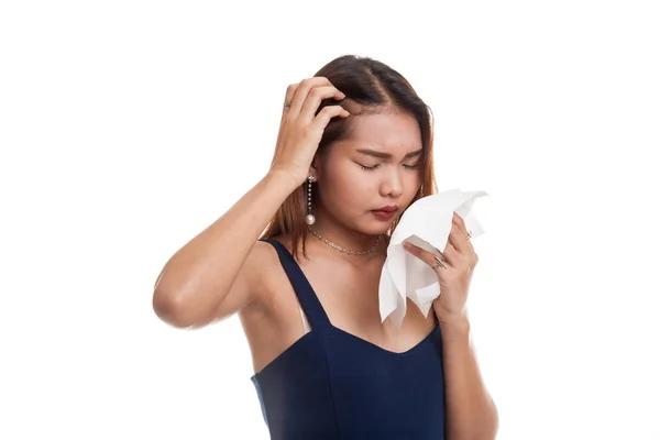 Joven mujer asiática enfermó y gripe . — Foto de Stock