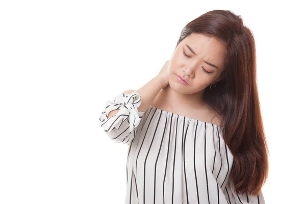 Young Asian woman got neck pain. — Stock Photo, Image