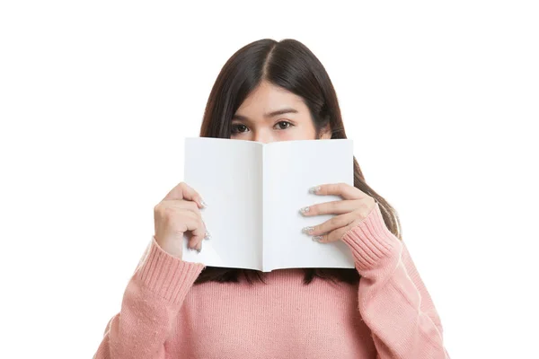 Mladá asijská žena s knihou. — Stock fotografie