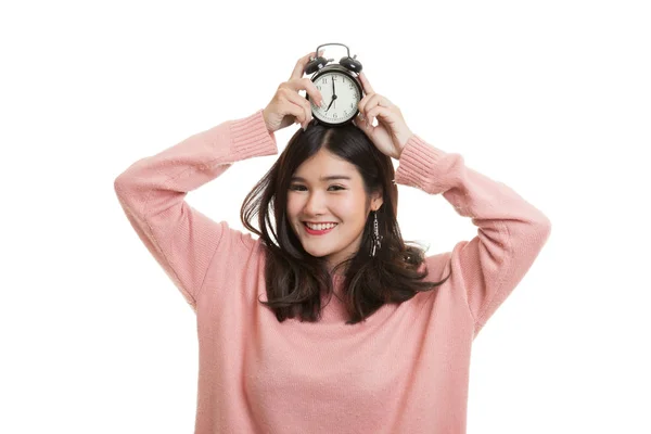 Joven asiática sonrisa con un reloj . —  Fotos de Stock