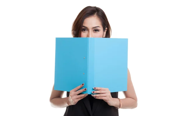 Joven asiático mujer con carpeta . — Foto de Stock