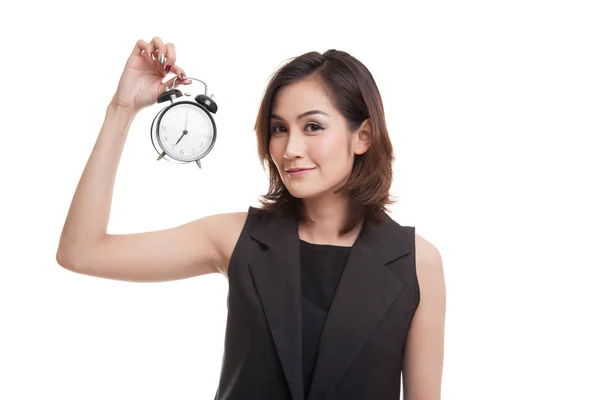 Junge asiatische Frau mit einer Uhr. — Stockfoto