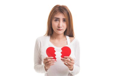 Güzel genç Asyalı kadın ile kırık kalp.