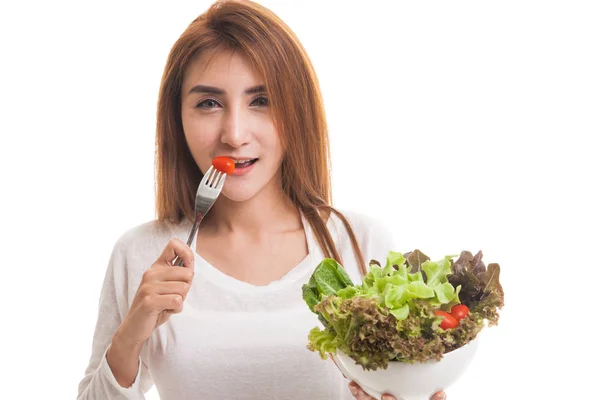 Healthy Asian woman with salad. — Stock Photo, Image