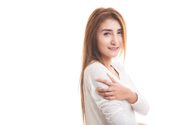 Glad vacker ung asiatisk kvinna. — Stockfoto