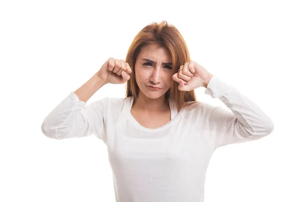 Jonge Aziatische vrouw triest en huilen. — Stockfoto