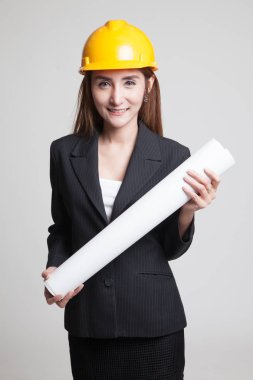 Asya mühendisi kadın planları ile.