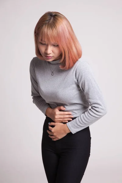 Young Asian woman got stomachache. — Stock Photo, Image