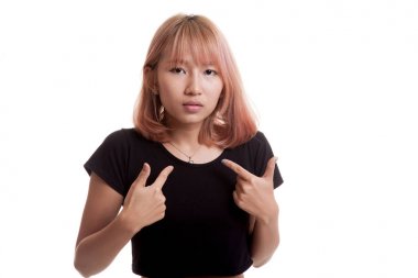 Genç Asyalı kadın kendini noktada sormak neden bana.