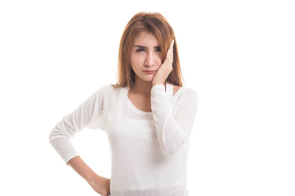 Young Asian woman got toothache. — Stock Photo, Image