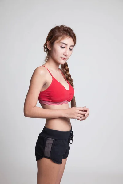 Ásia forte saudável menina no esporte vestidos . — Fotografia de Stock