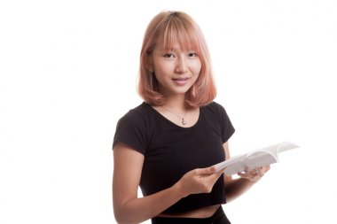 Kitaplı genç Asyalı kadın..