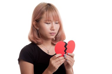 Güzel genç Asyalı kadın ile kırık kalp.