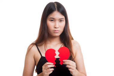 Güzel genç Asyalı kadın ile kırık kalp.