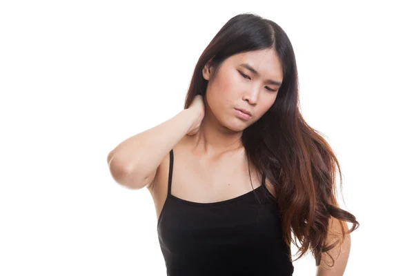 Joven asiática mujer got cuello dolor . — Foto de Stock