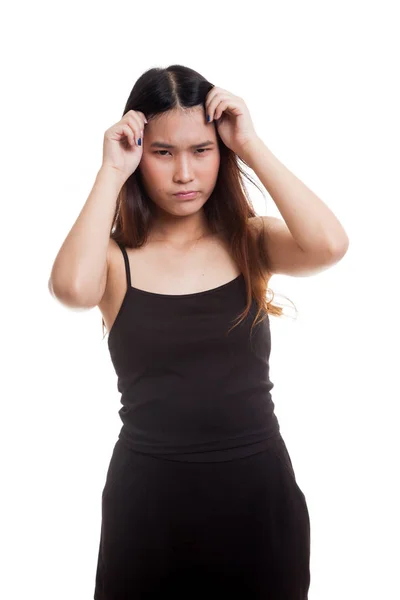 Young Asian woman got sick and  headache. — Stock Photo, Image