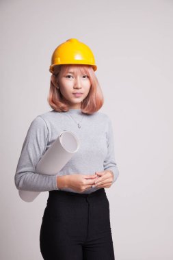 Asya mühendisi kadın planları ile.