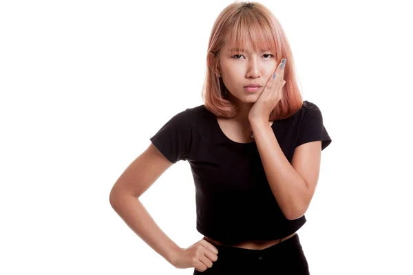 Young Asian woman got toothache. — Stock Photo, Image