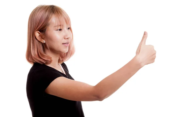 亚洲女人竖起大拇指和微笑. — 图库照片