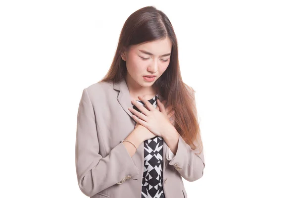 Young Asian woman got chest pain. — Stock Photo, Image